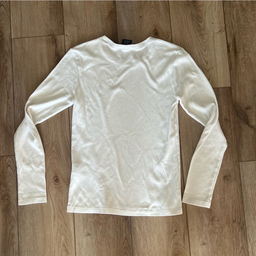 Ralph Lauren Sport White Long Sleeve Tee Blue Pony Logo M Late Y2K Preppy - Picture 2 of 9
